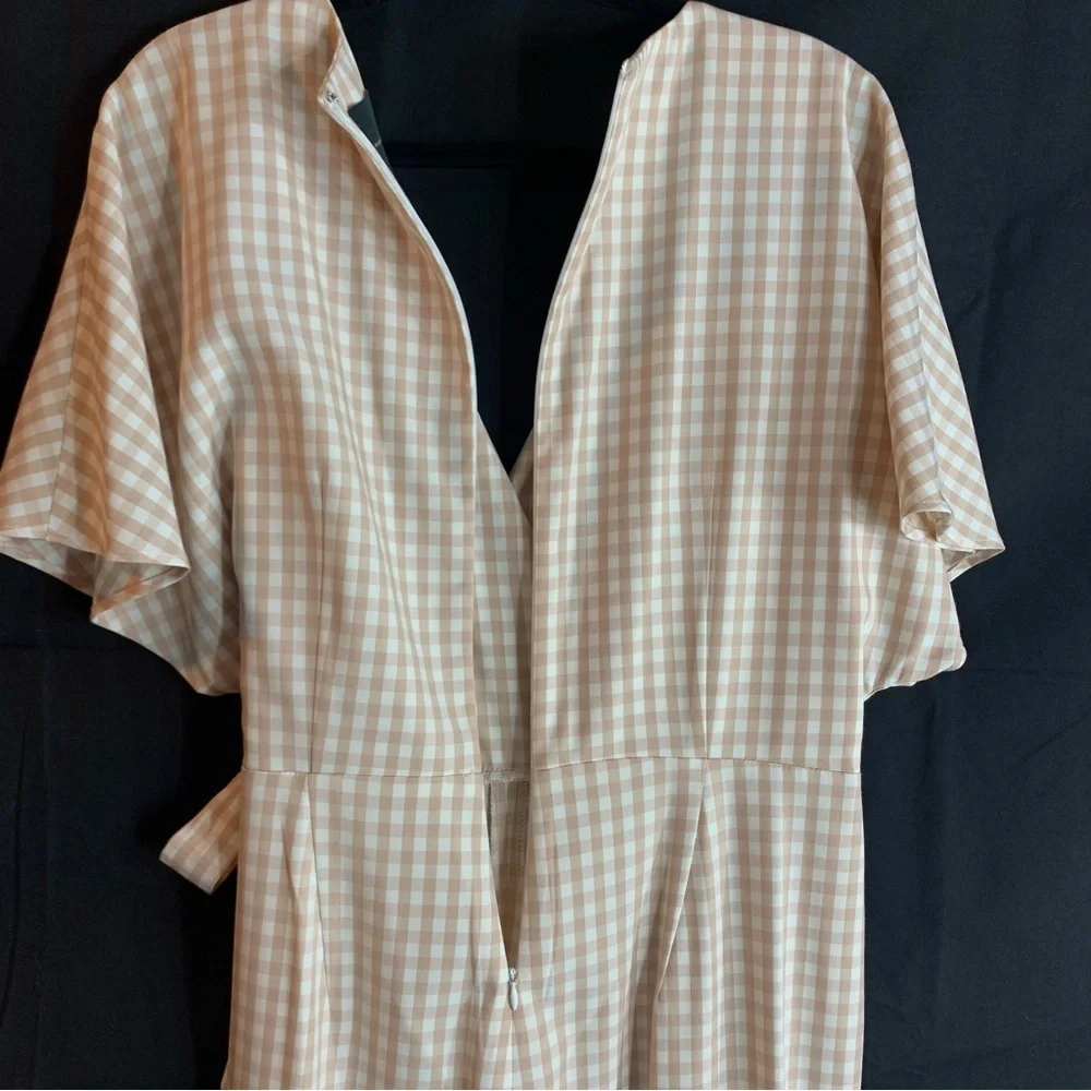 NWT Alex Marie Juliana Linen Wide Leg Jumper in Sand Gingham Print, size 12 - Picture 11 of 13
